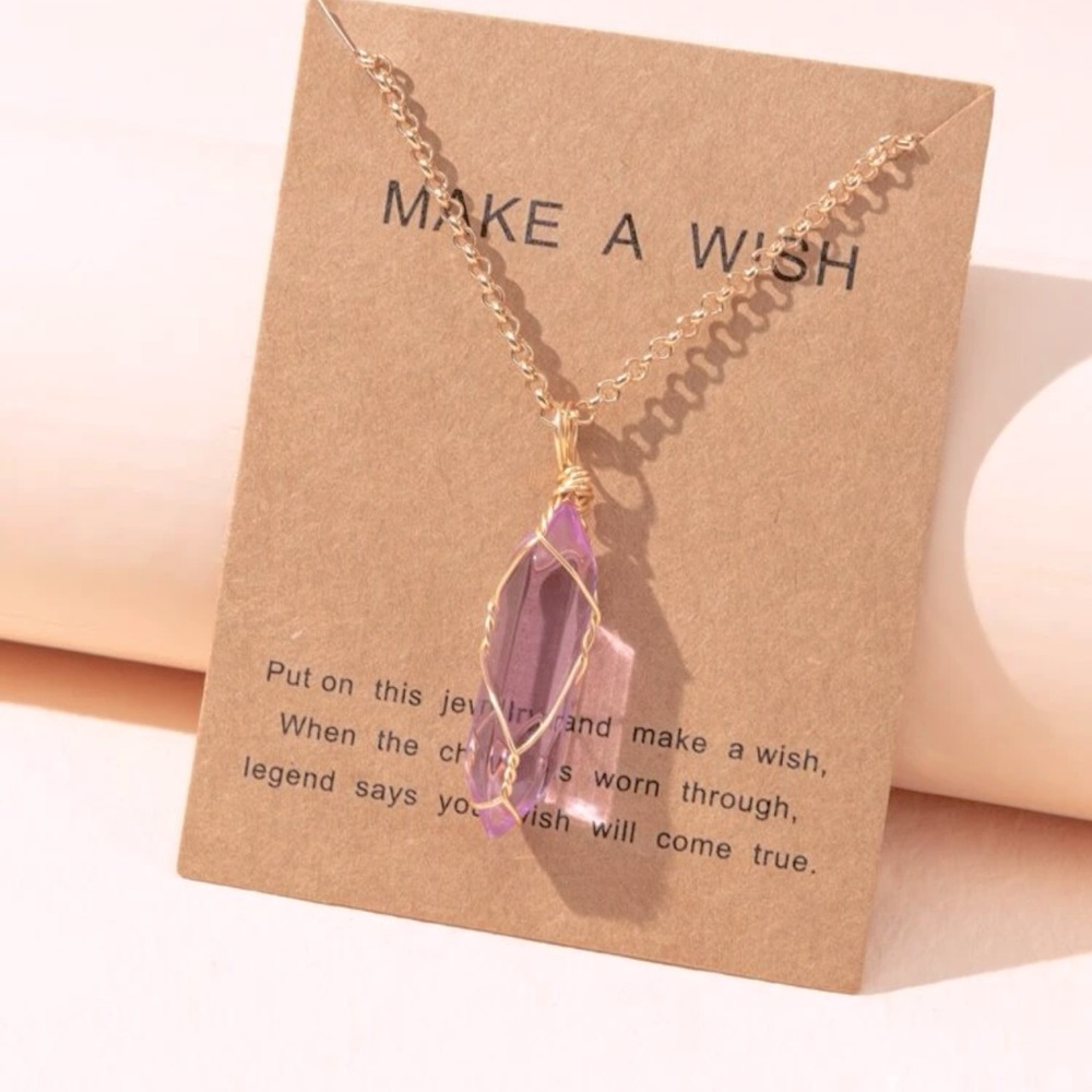Make a Wish purple stone Necklace